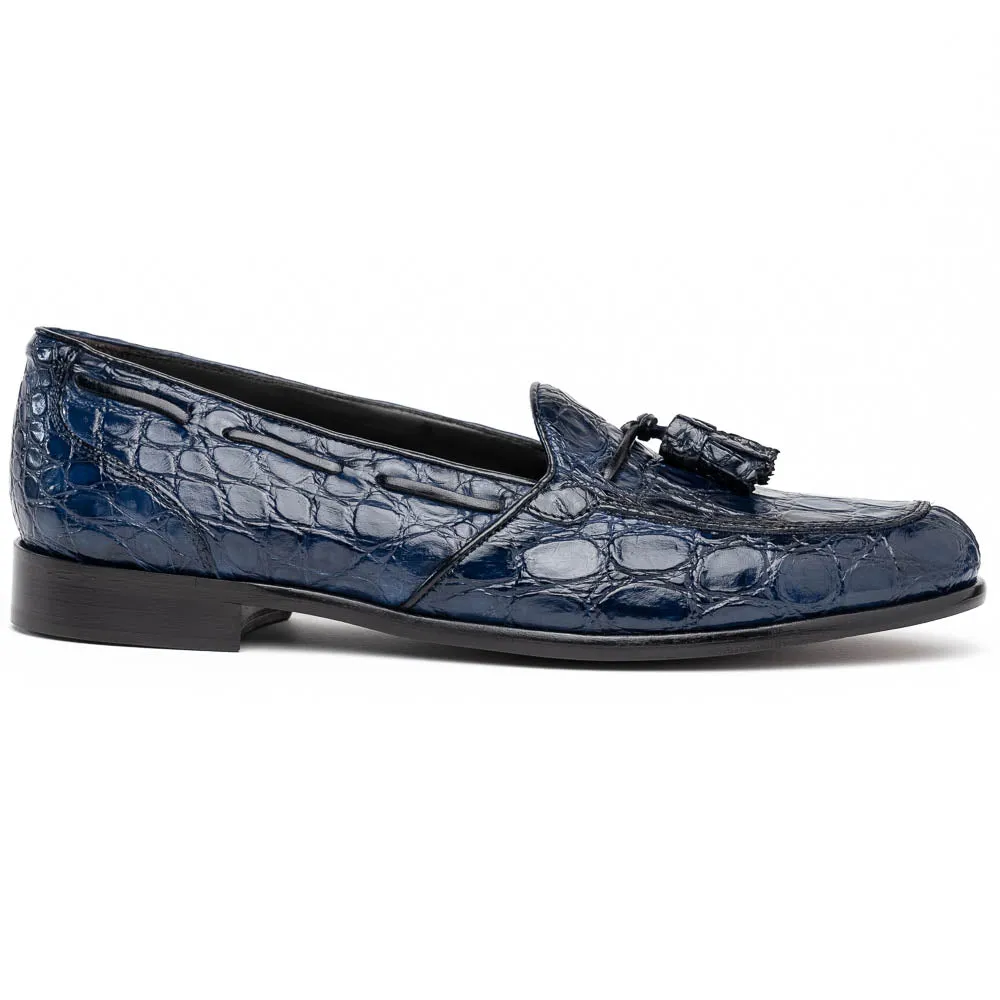 11-582-NVY FRANCO Crocodile Tassel Loafer, Navy