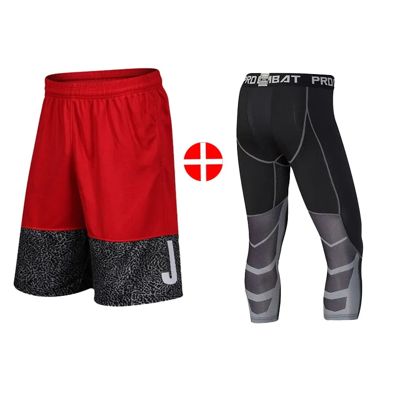 2pcs Set Men Running Compression Sweatpants Gym Jogging Leggings Basketball Football Shorts Fitness Clothes Tight Sport Pants v2