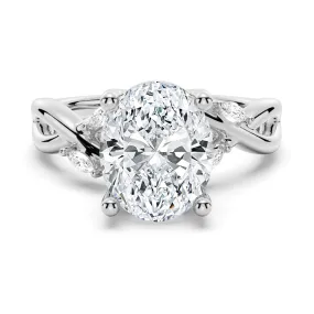 3 CT. Twist Vine Oval Shaped Moissanite Engagement Ring