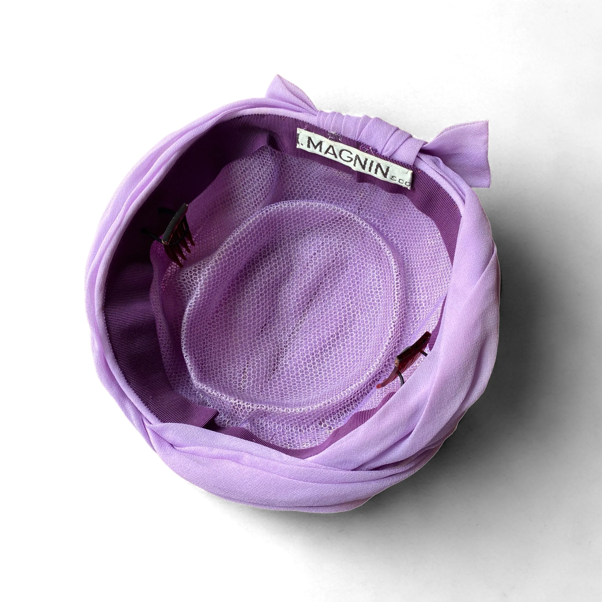 40s 50s I.Magnin Silk Lilac Turban