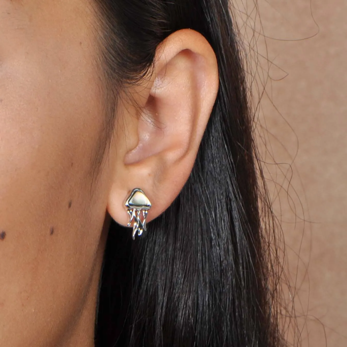 Abalone Moon Jellyfish Earrings