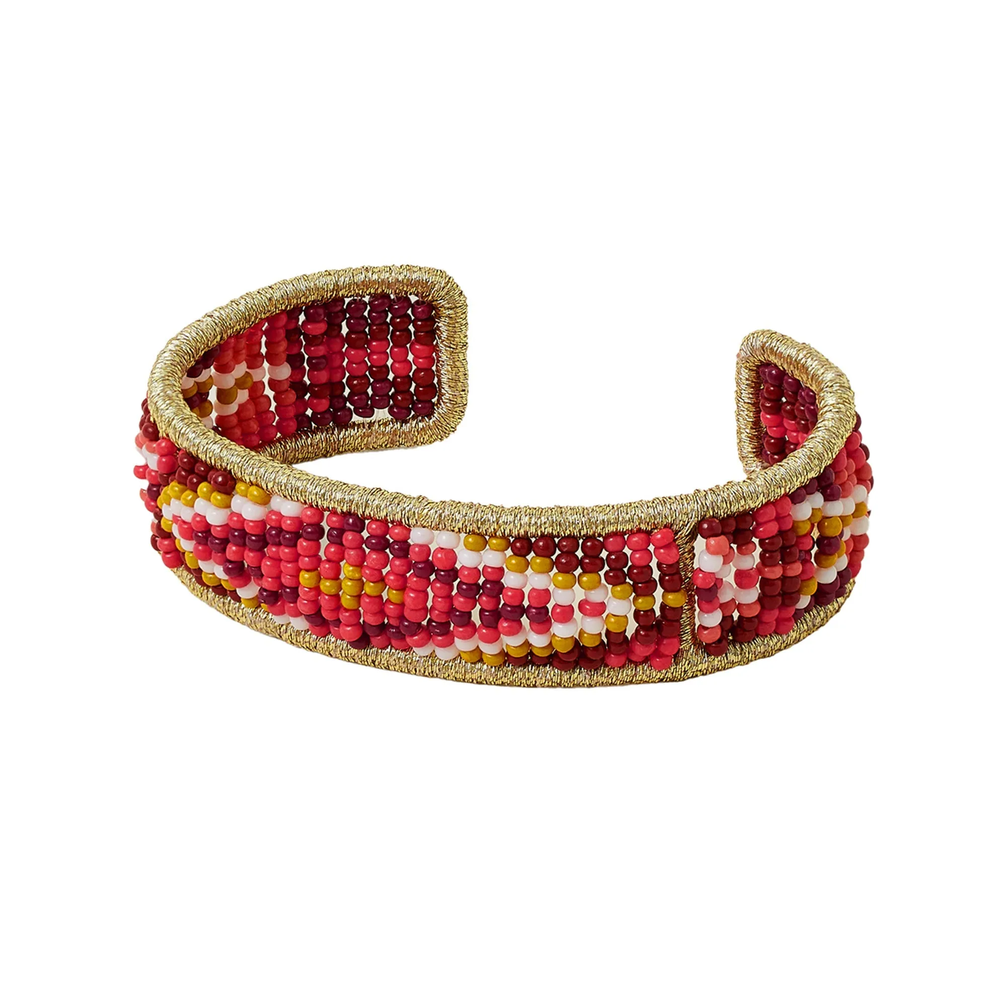 Accessorize London  Women's Pink Aztec Beaded Cuff Bracelet