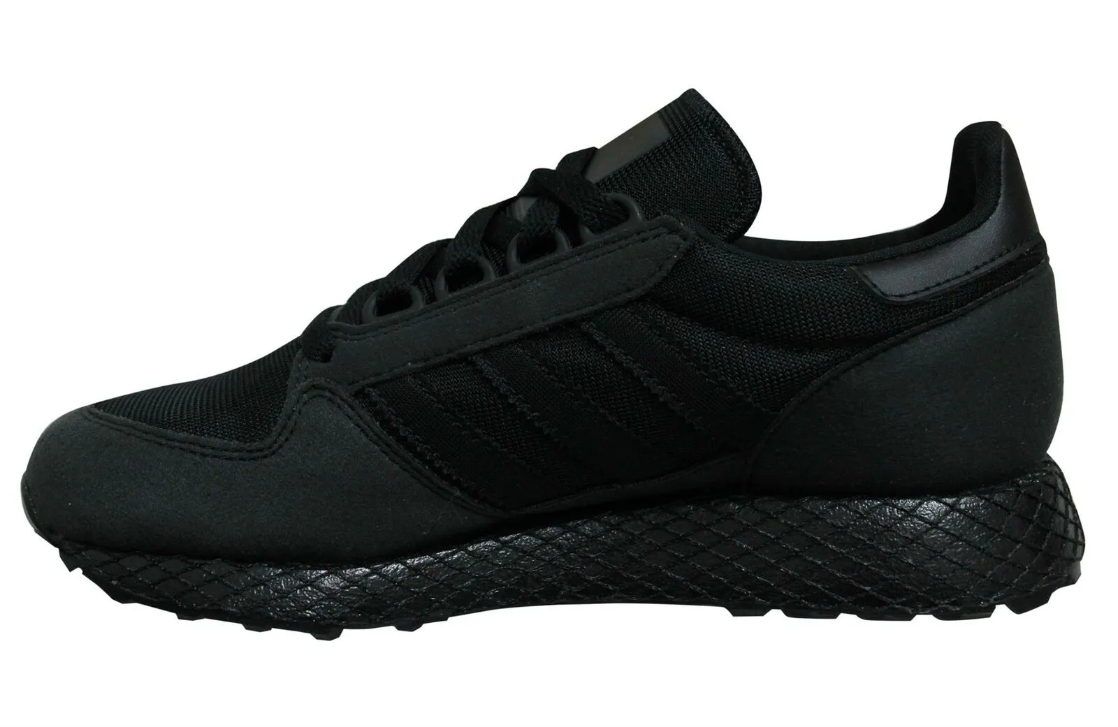 Adidas Originals Forest Grove Black Lace Up Running Trainers - Kids