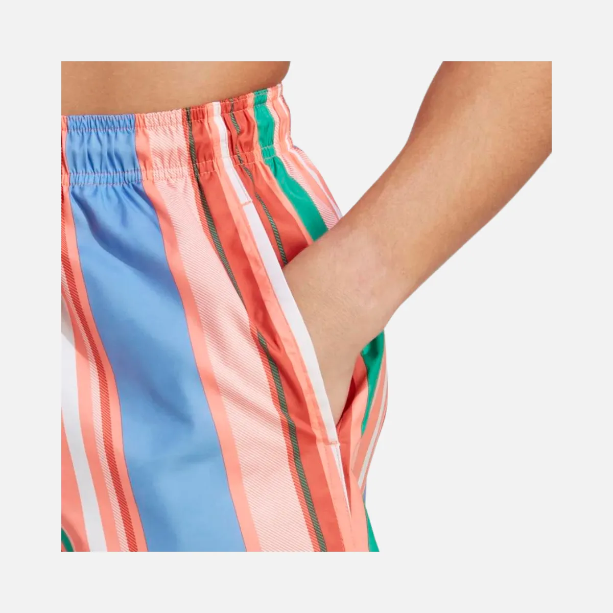 Adidas Striped Swim Mens Shorts -Coral fusion