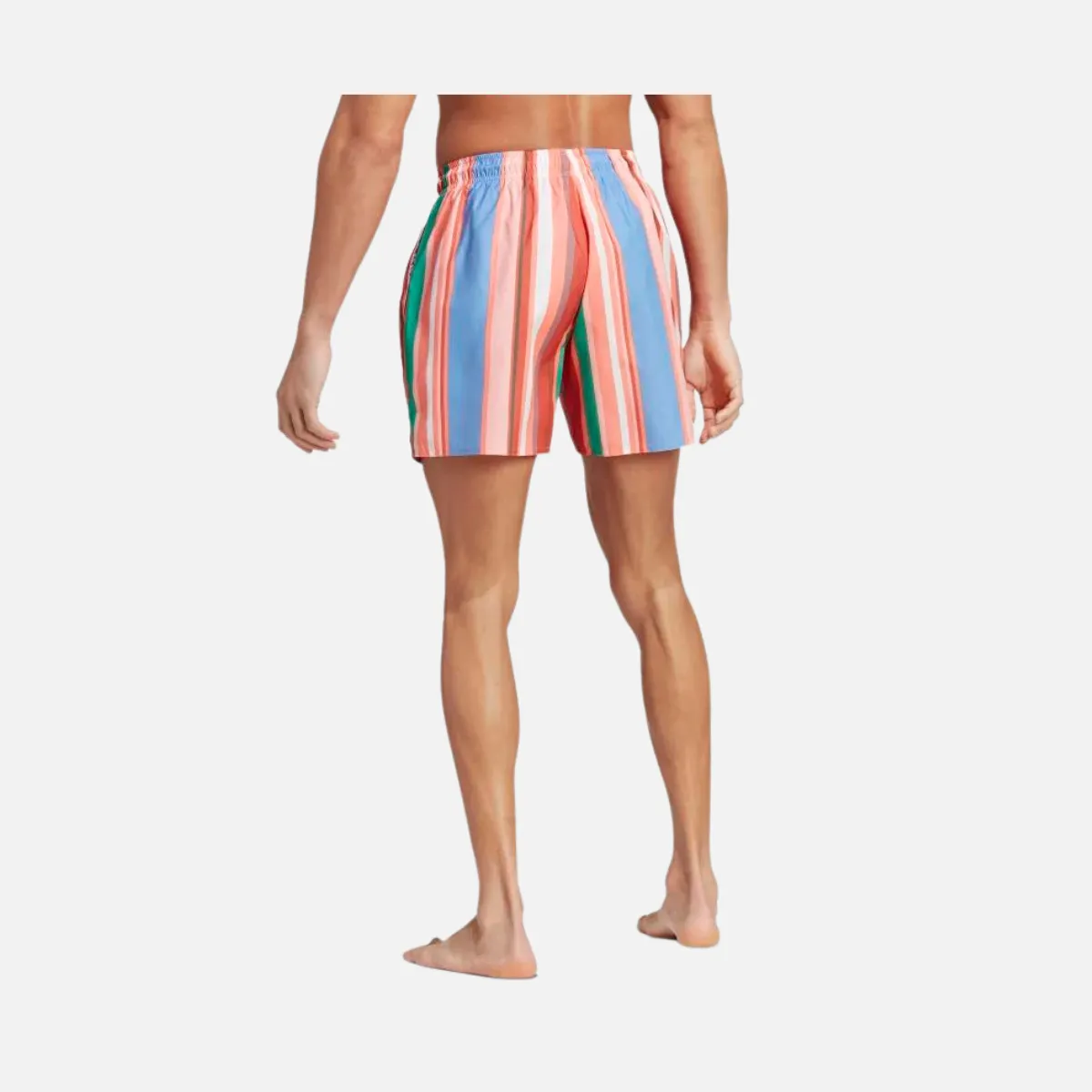 Adidas Striped Swim Mens Shorts -Coral fusion