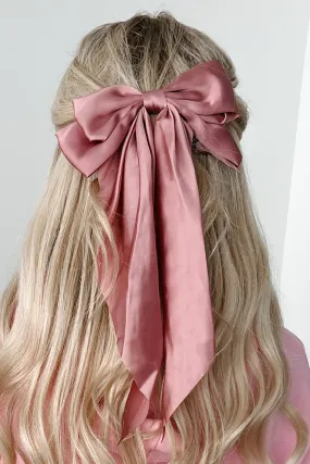 All About The Details Barrette Clip Satin Hair Bow (Pink)