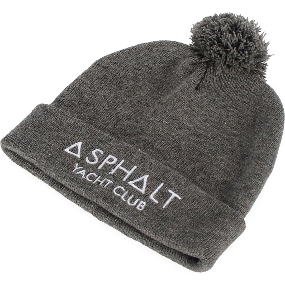 Asphalt Yacht Club Solid Asphalt Pom Pom Adult Beanie Hats (BRAND NEW)