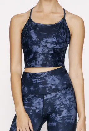 Avery Cropped Tank Navy Blue Ray Tie Dye