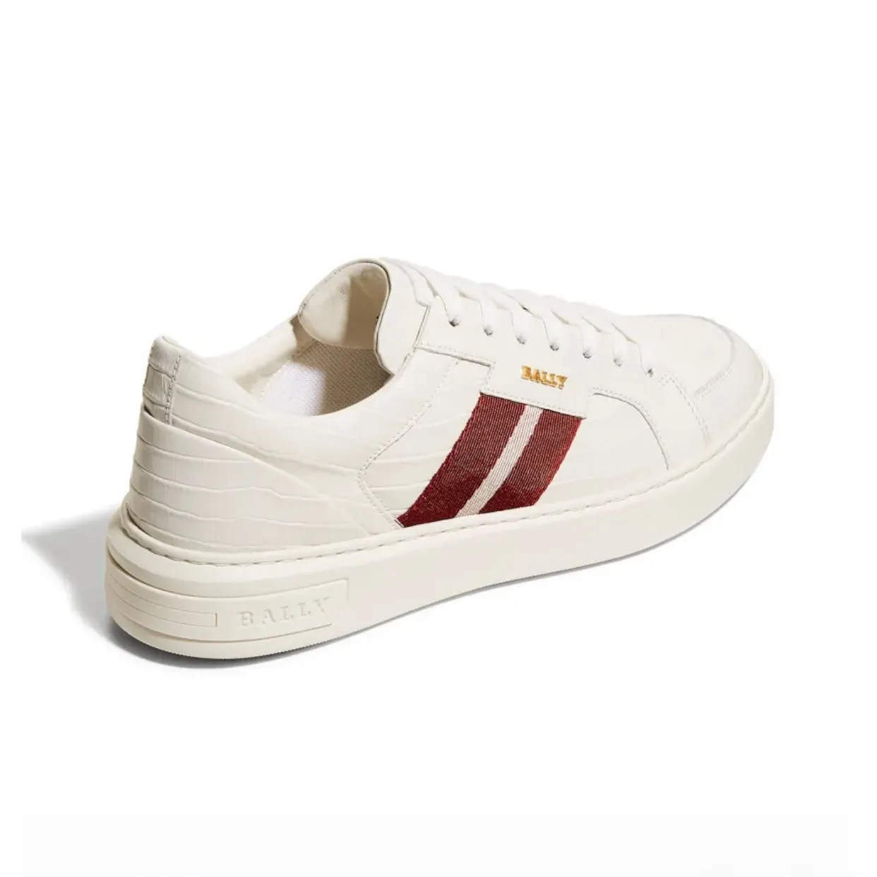 Bally Moony Embossed Gold Sneaker In White