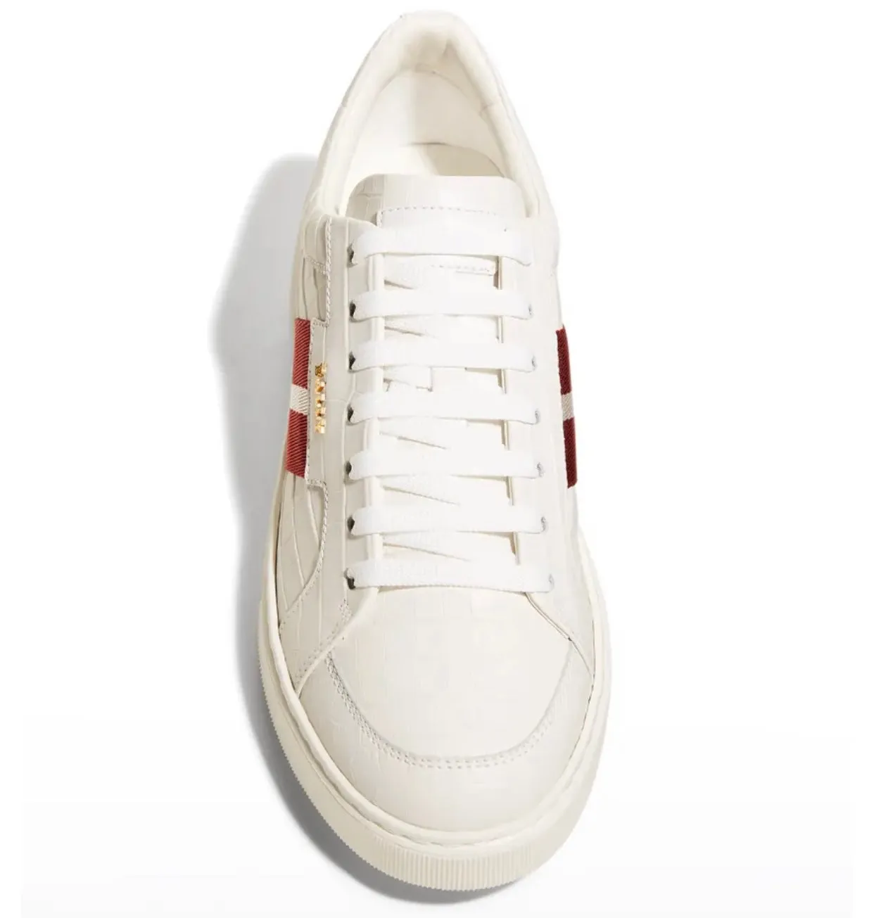 Bally Moony Embossed Gold Sneaker In White