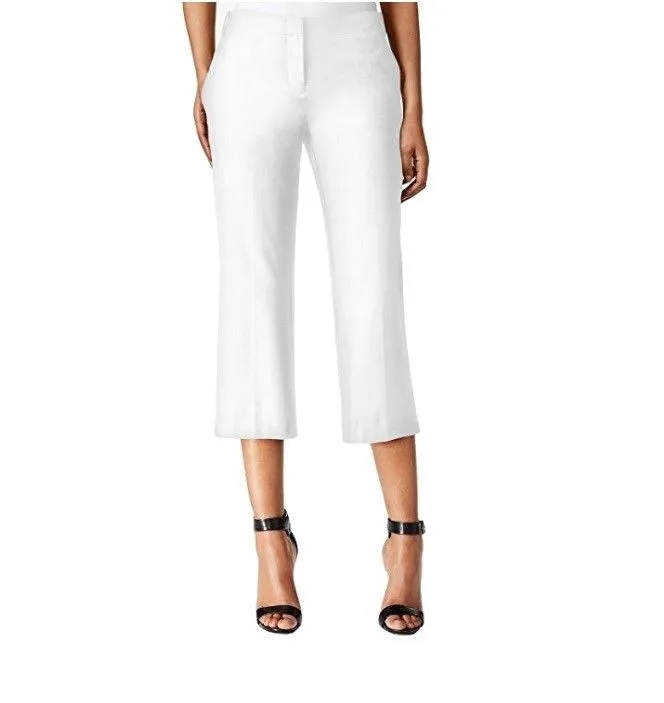 Bar III Women's Crepe High Rise Culottes Pants, White, 4