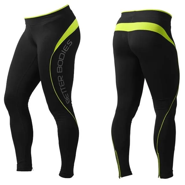 Better Bodies Fitness Long Tights - Black-Lime