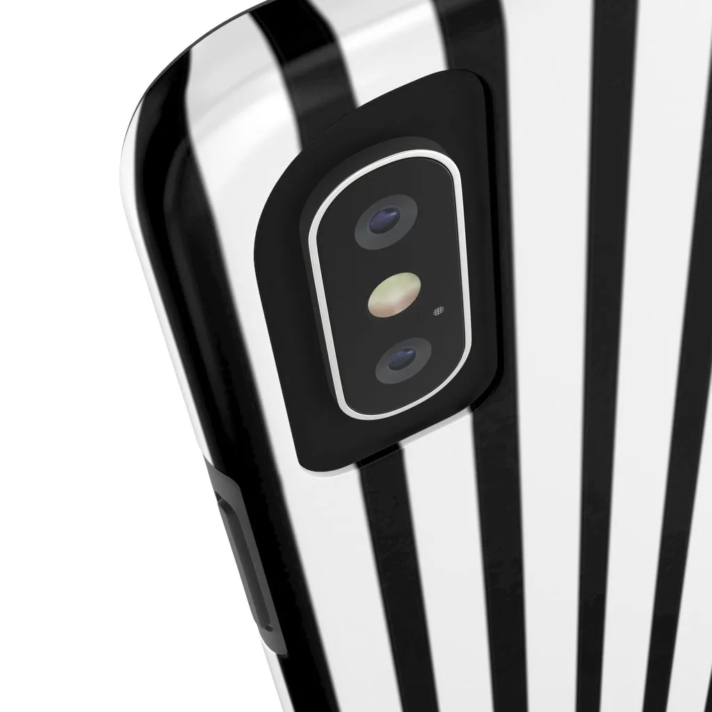 Black Vertical Striped iPhone Case, Designer Case Mate Tough Samsung Galaxy Phone Cases