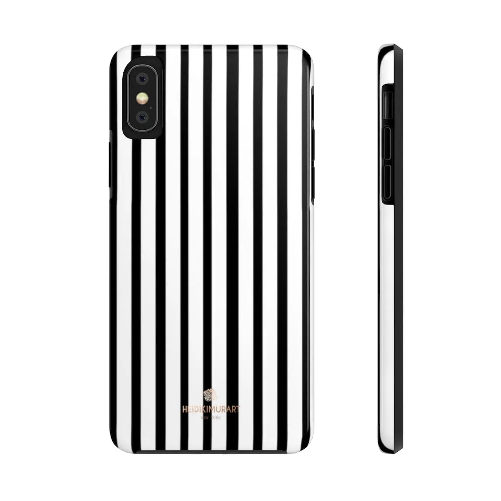 Black Vertical Striped iPhone Case, Designer Case Mate Tough Samsung Galaxy Phone Cases