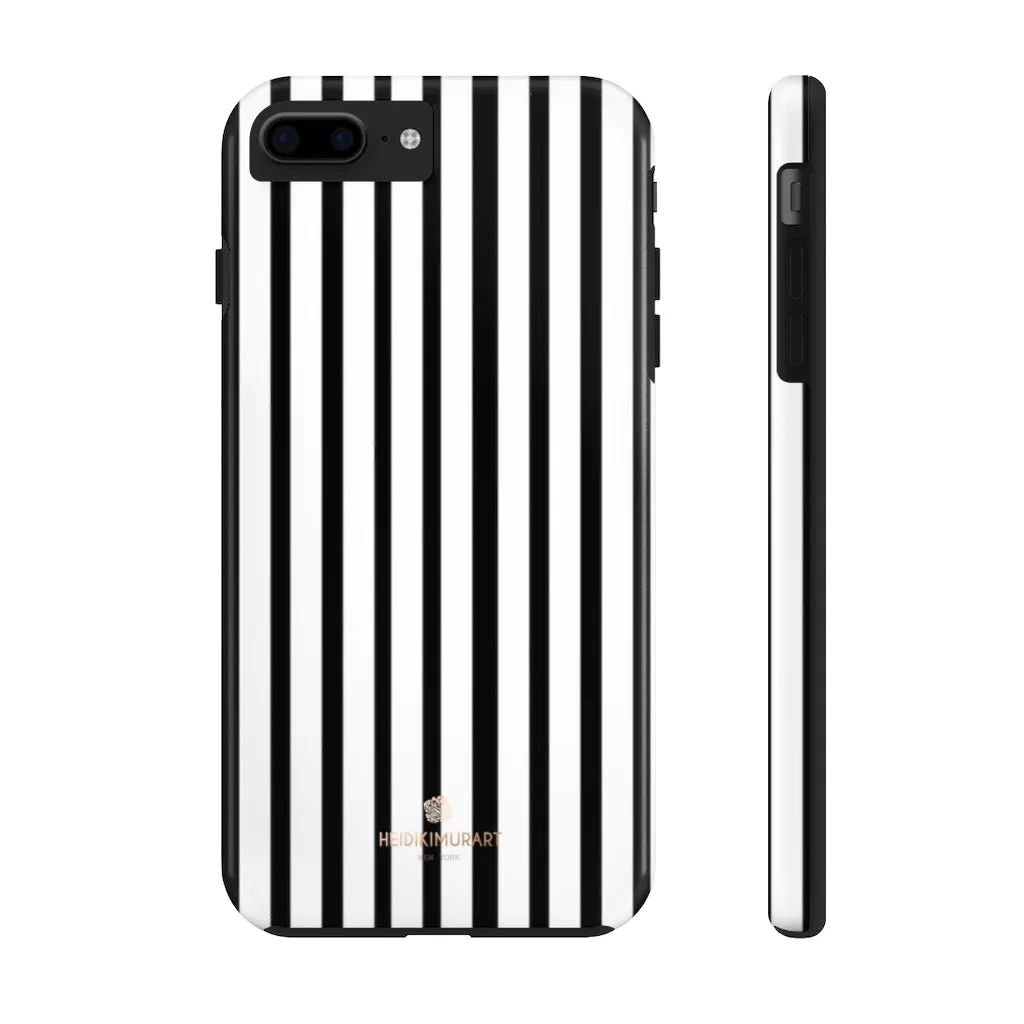 Black Vertical Striped iPhone Case, Designer Case Mate Tough Samsung Galaxy Phone Cases