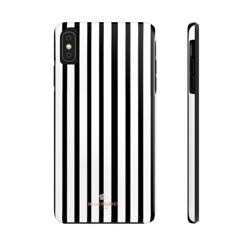 Black Vertical Striped iPhone Case, Designer Case Mate Tough Samsung Galaxy Phone Cases