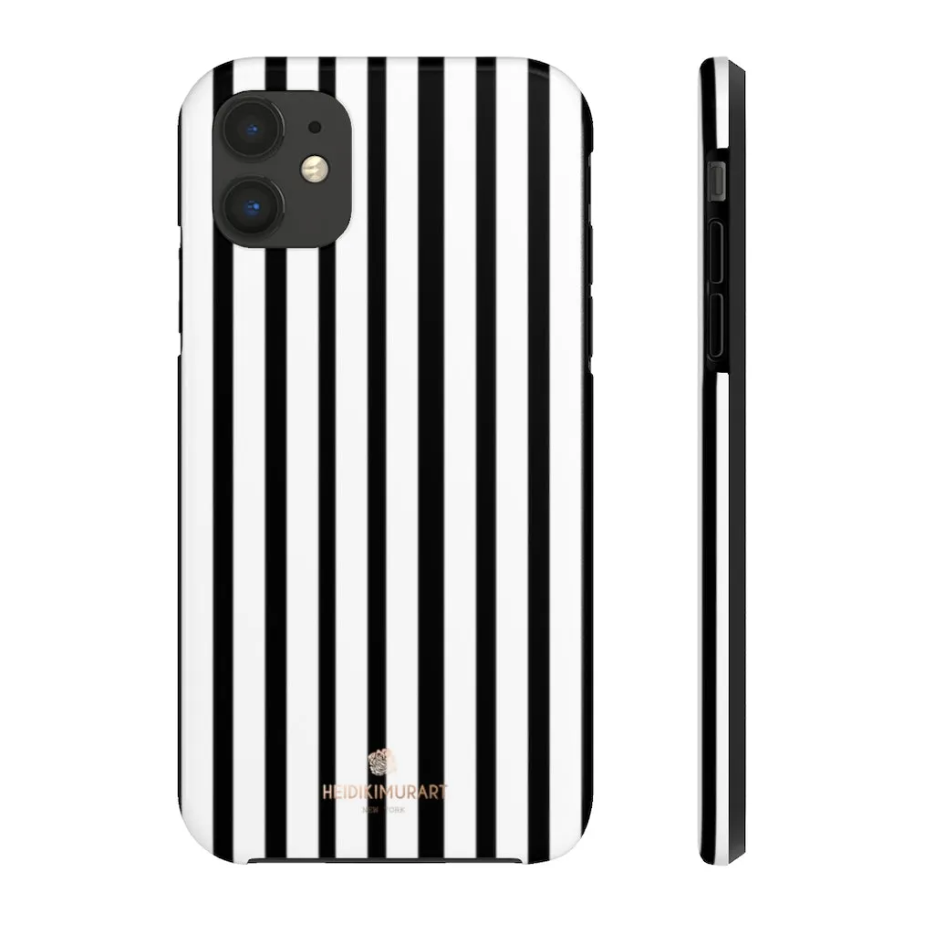 Black Vertical Striped iPhone Case, Designer Case Mate Tough Samsung Galaxy Phone Cases