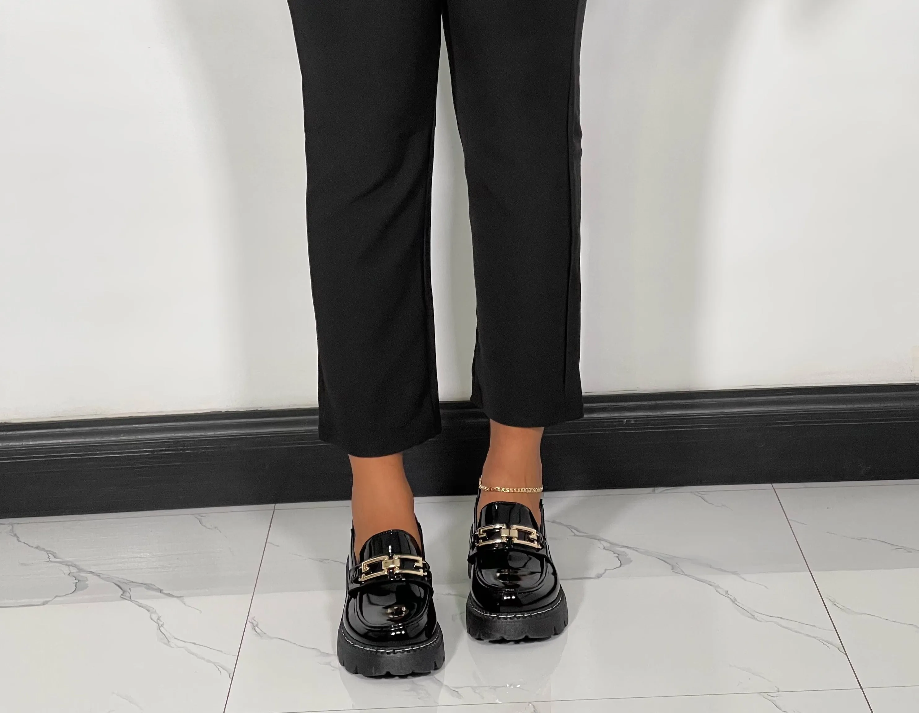 Boss Babe Platform Loafers III-Plain Black(RESTOCKED)