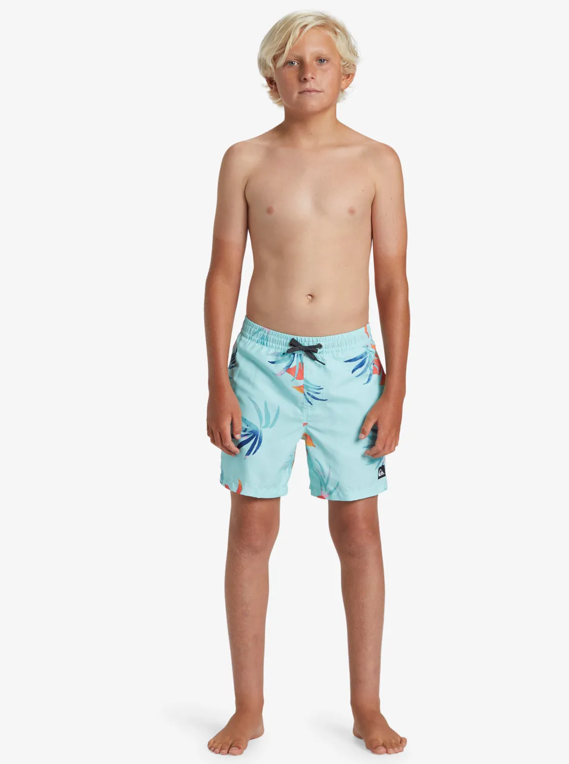 Boys 8-16 Everyday Mix Volley 14" Elastic Waist Shorts - Limpet Shell