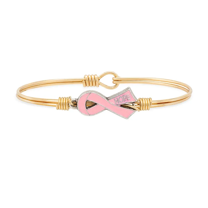 Breast Cancer Hope Ribbon Bangle Bracelet