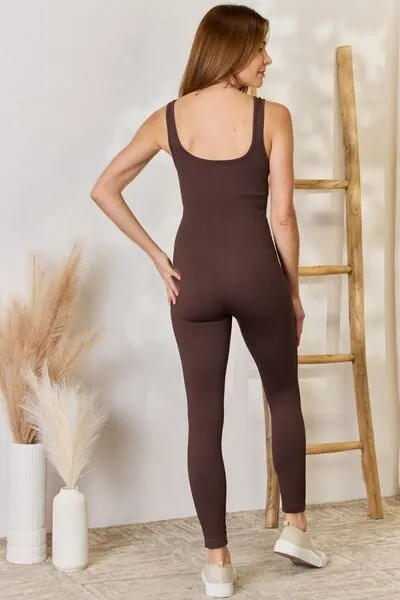 Brown Sleeveless Sliming Jumpsuit