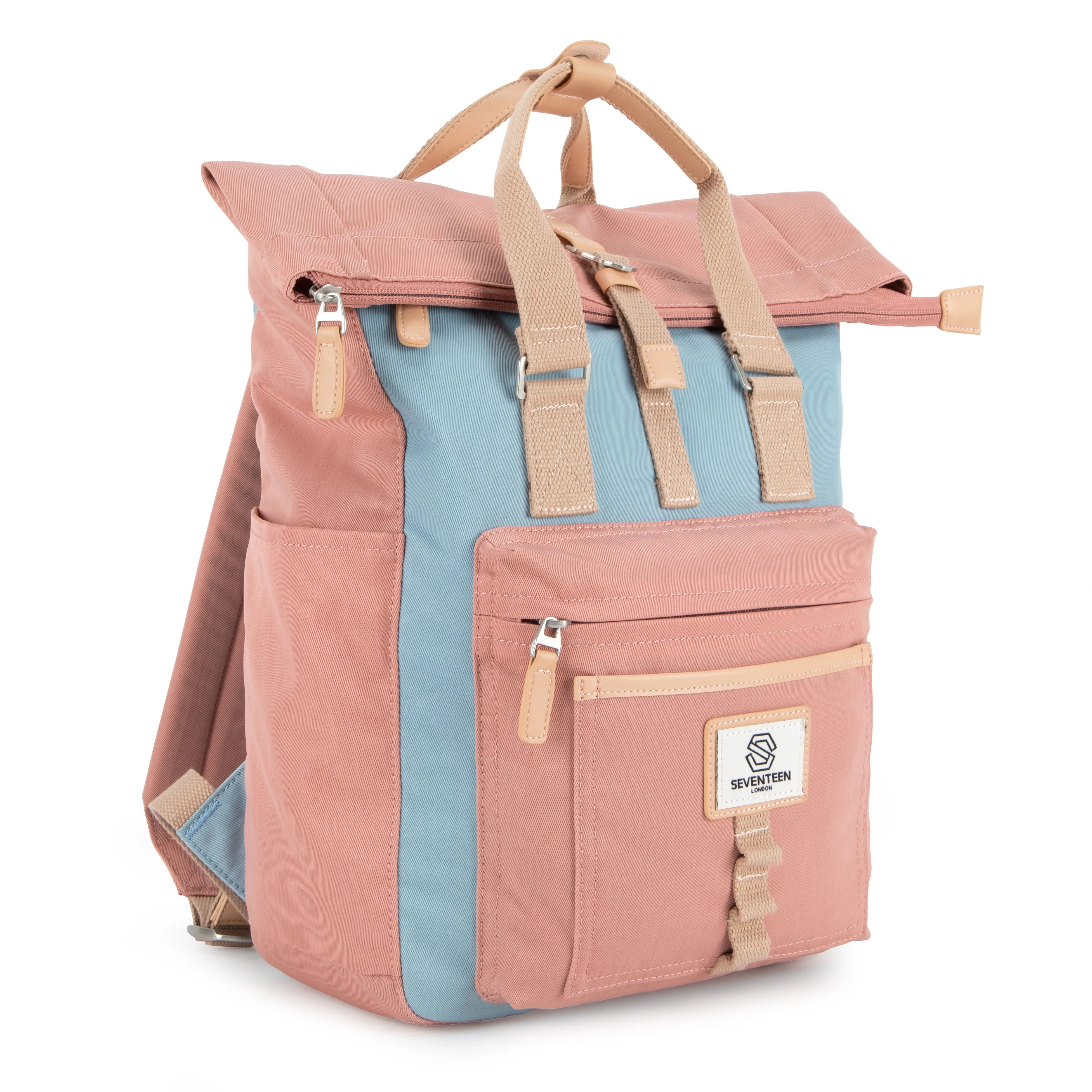 Canary Wharf Backpack - Pink with Light Blue