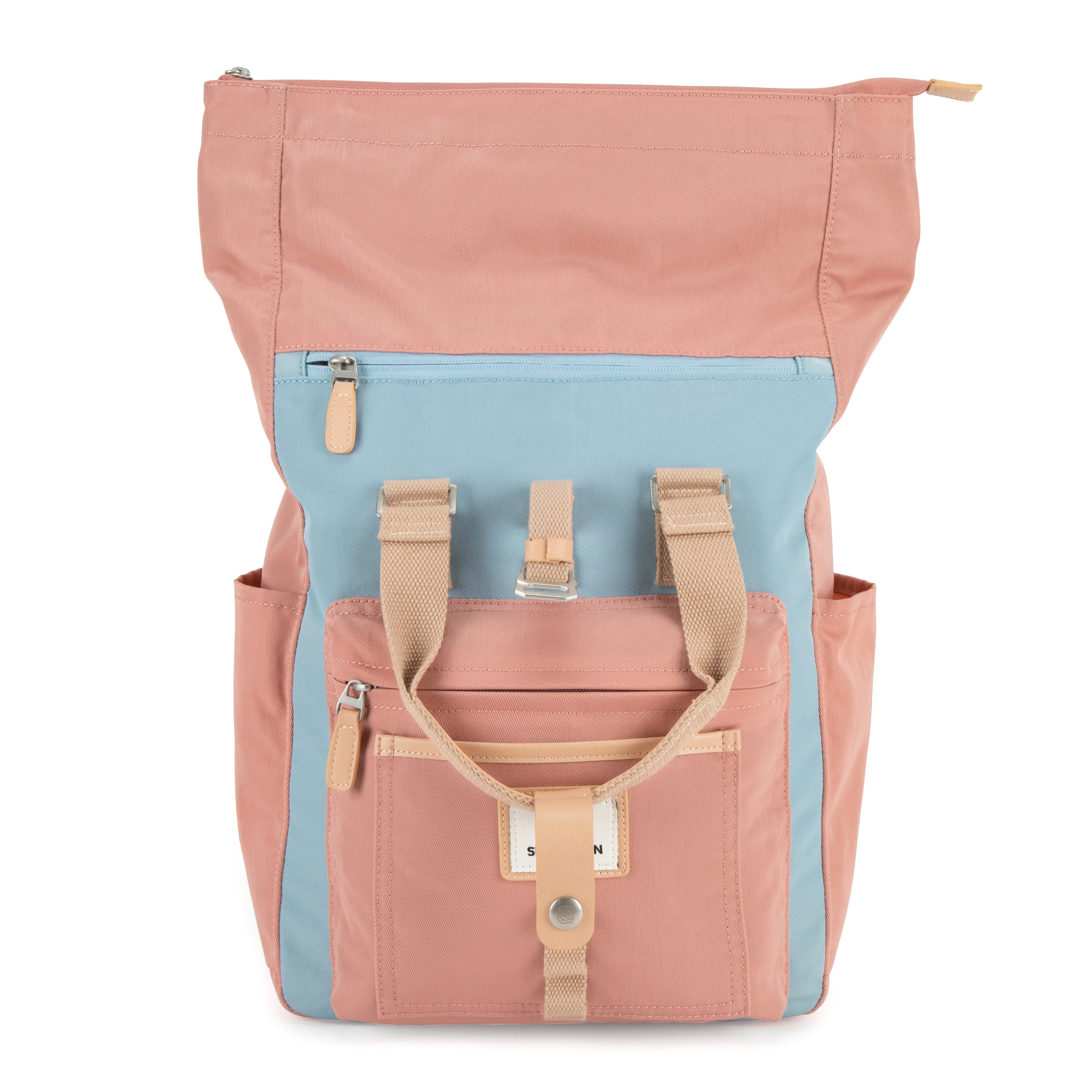 Canary Wharf Backpack - Pink with Light Blue