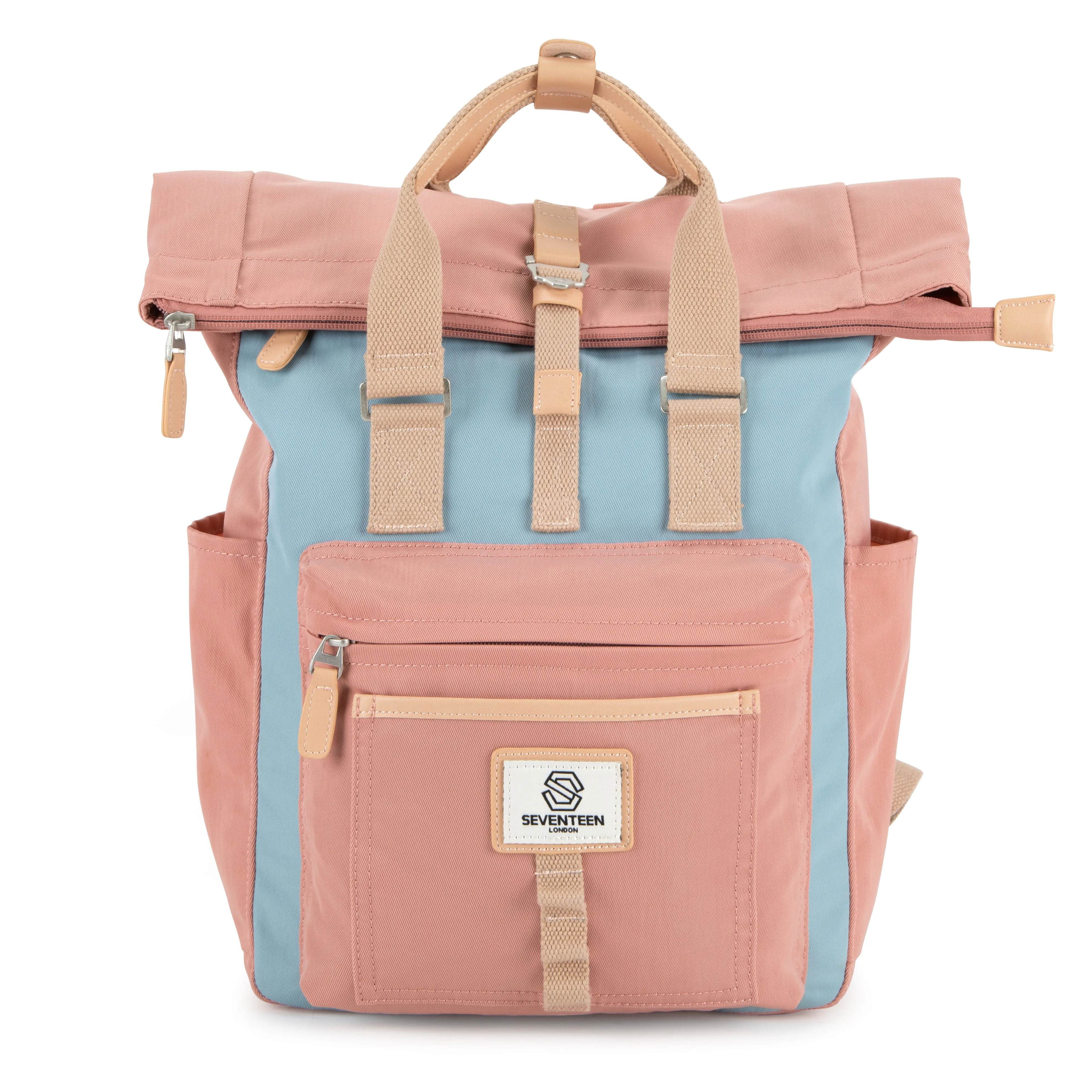 Canary Wharf Backpack - Pink with Light Blue