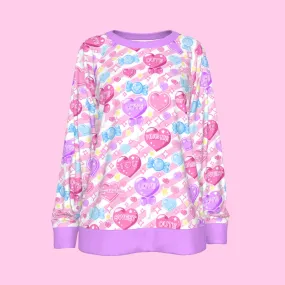 Candy Love Hearts (Colorful Cutie) Women's Round Neck Raglan Sleeve Sweatshirt