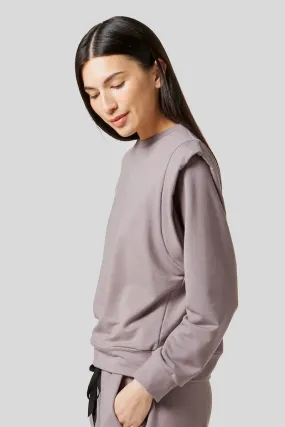 Capped Sleeve Sweatshirt in Mink