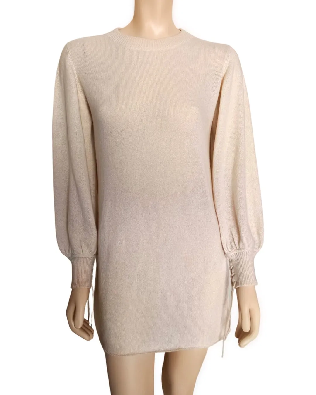 CASHMERE SILK DRAWSTIRNG CUFF SWEATER