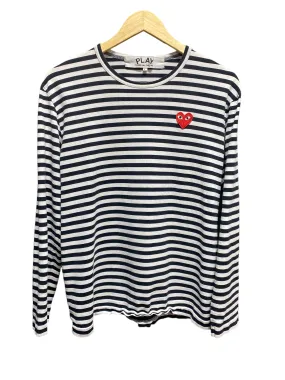 CDG Play Striped Long Sleeve Shirt Size Large