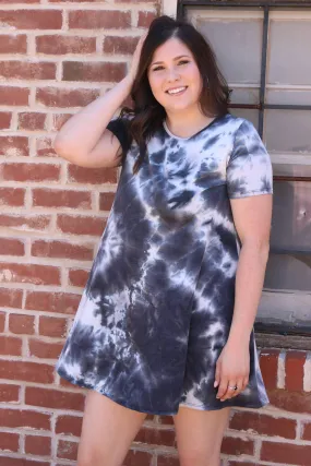 Cece Charcoal Tie Dye Dress