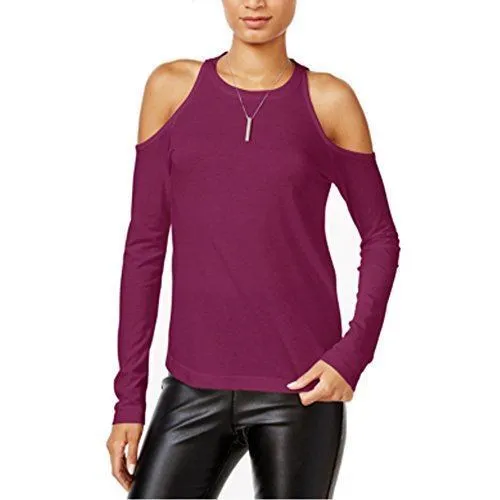 Chelsea Sky Women's New $48 Cold Shoulder Long Sleeve Casual Top Red XS