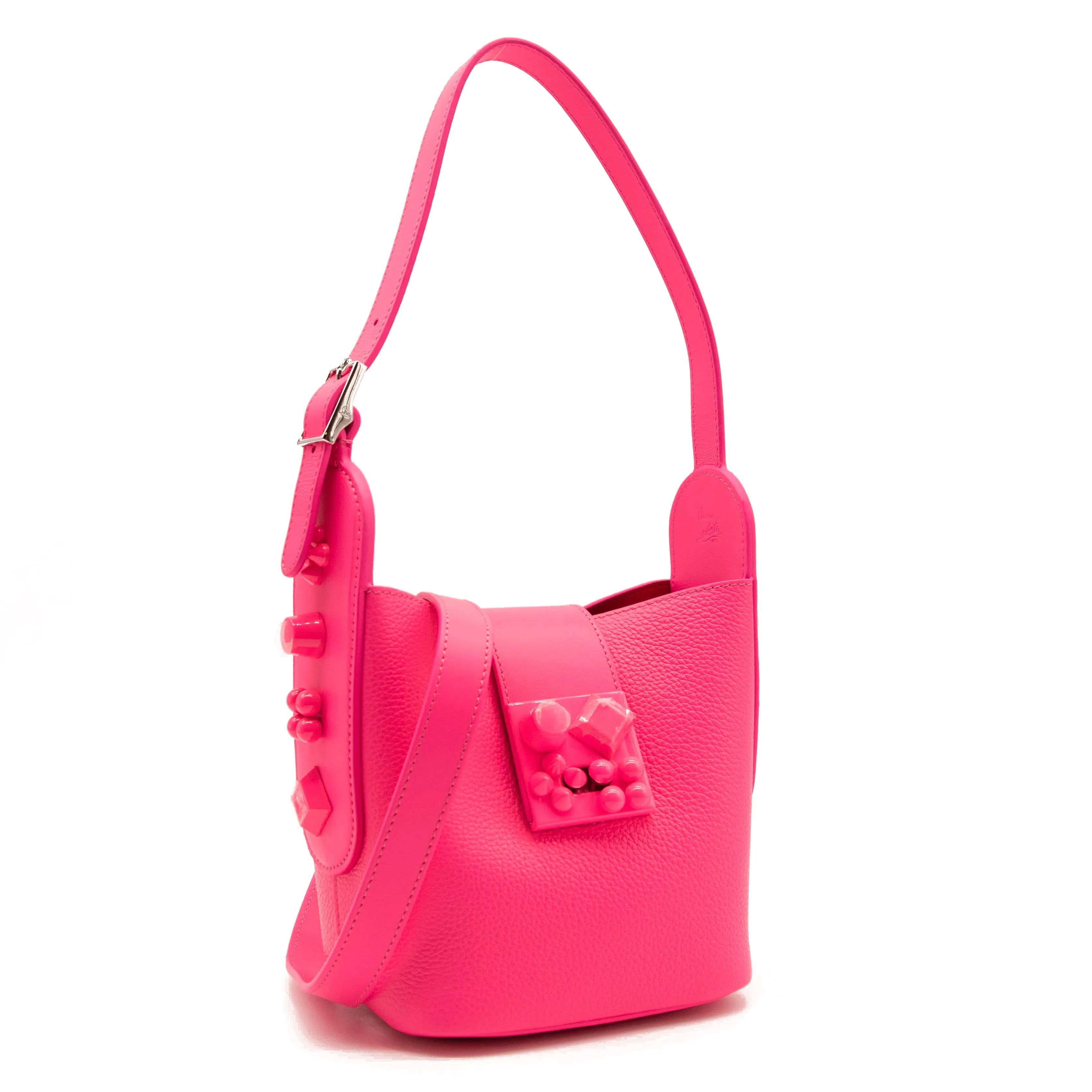 Christian Louboutin Carasky Empire Leather Bucket Bag Pink