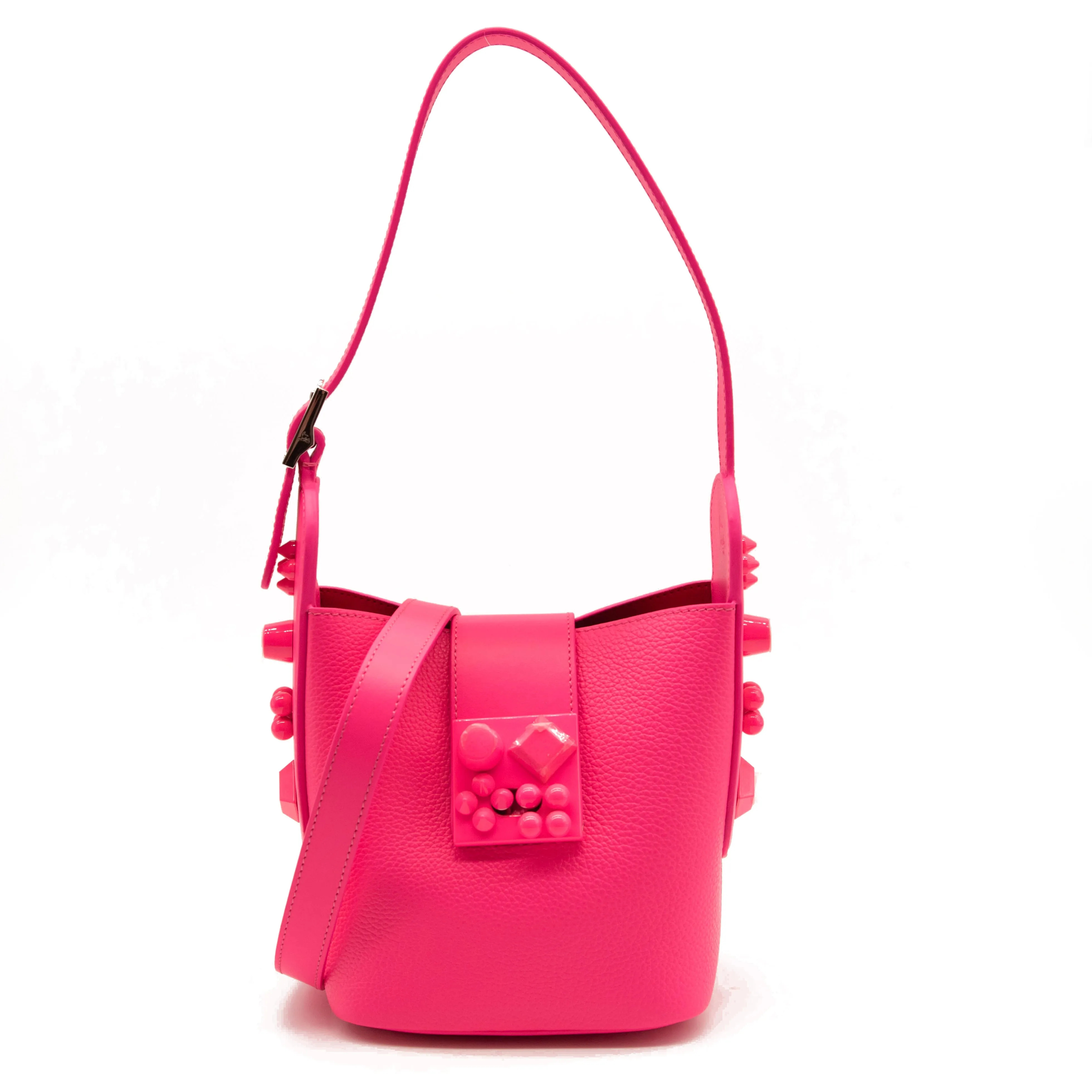 Christian Louboutin Carasky Empire Leather Bucket Bag Pink