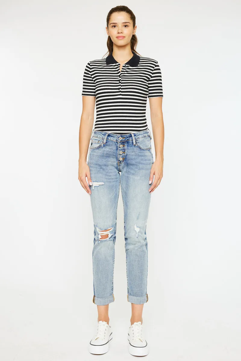 Clarie Mid Rise Boyfriend Jeans