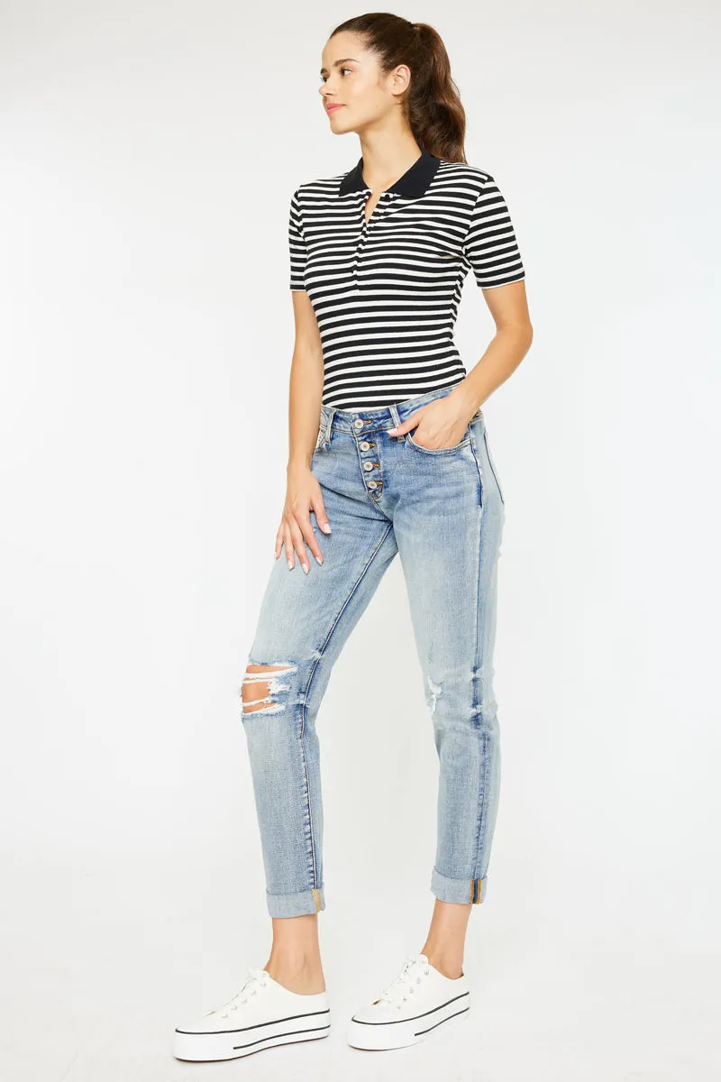 Clarie Mid Rise Boyfriend Jeans