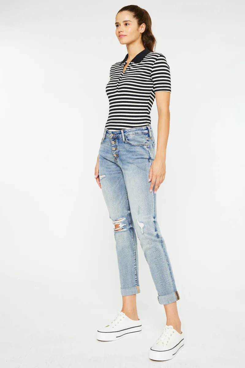 Clarie Mid Rise Boyfriend Jeans