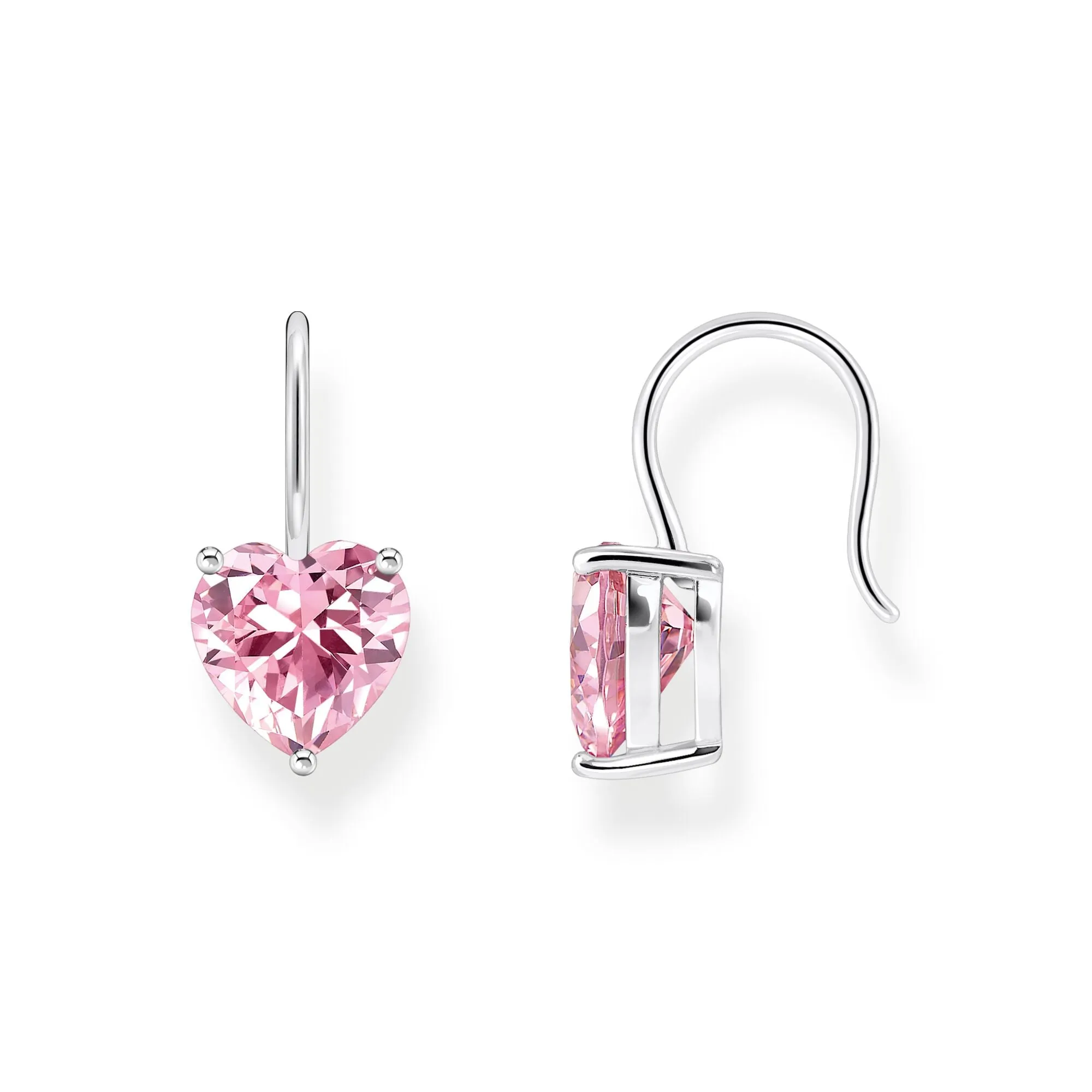 Earrings with pink heart-shaped zirconia