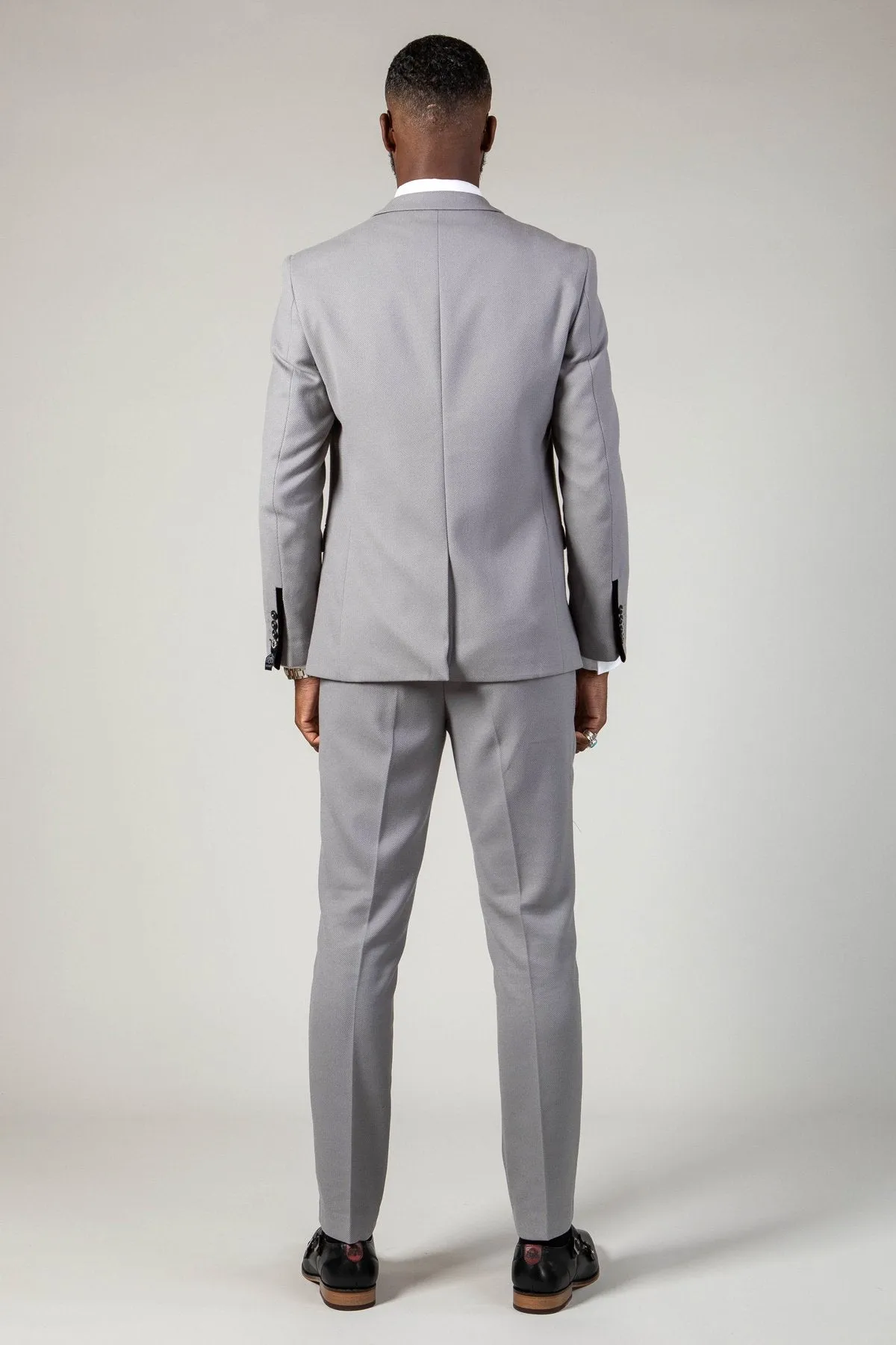 EDWIN - Silver Grey Notch Lapel Three Piece Suit