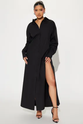 Eleanor Shirt Maxi Dress - Black