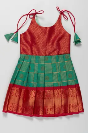 Elegant Silk and Pattu Tie-Up Frocks for Girls - Perfect for Annaprasana & Temple Ceremonies