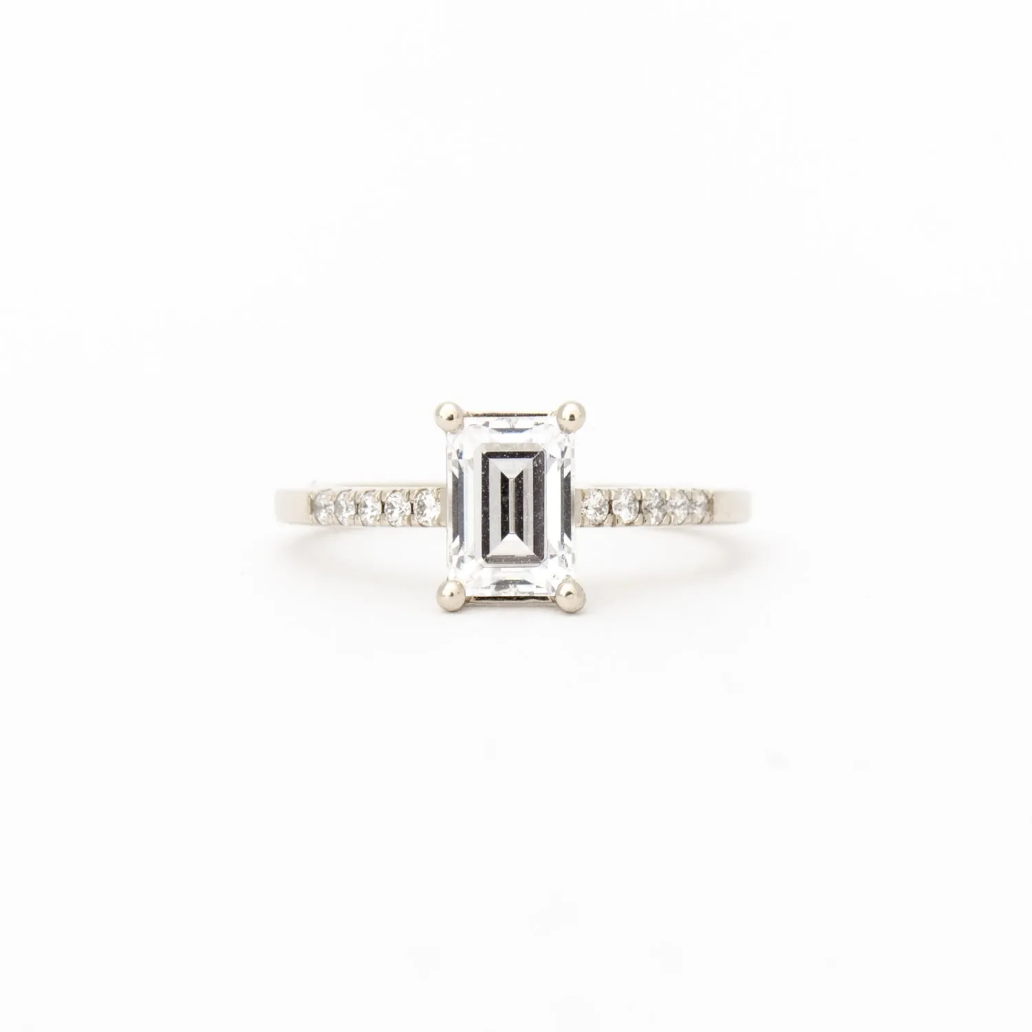 Emerald-cut Diamond Canopy Pavé Solitaire