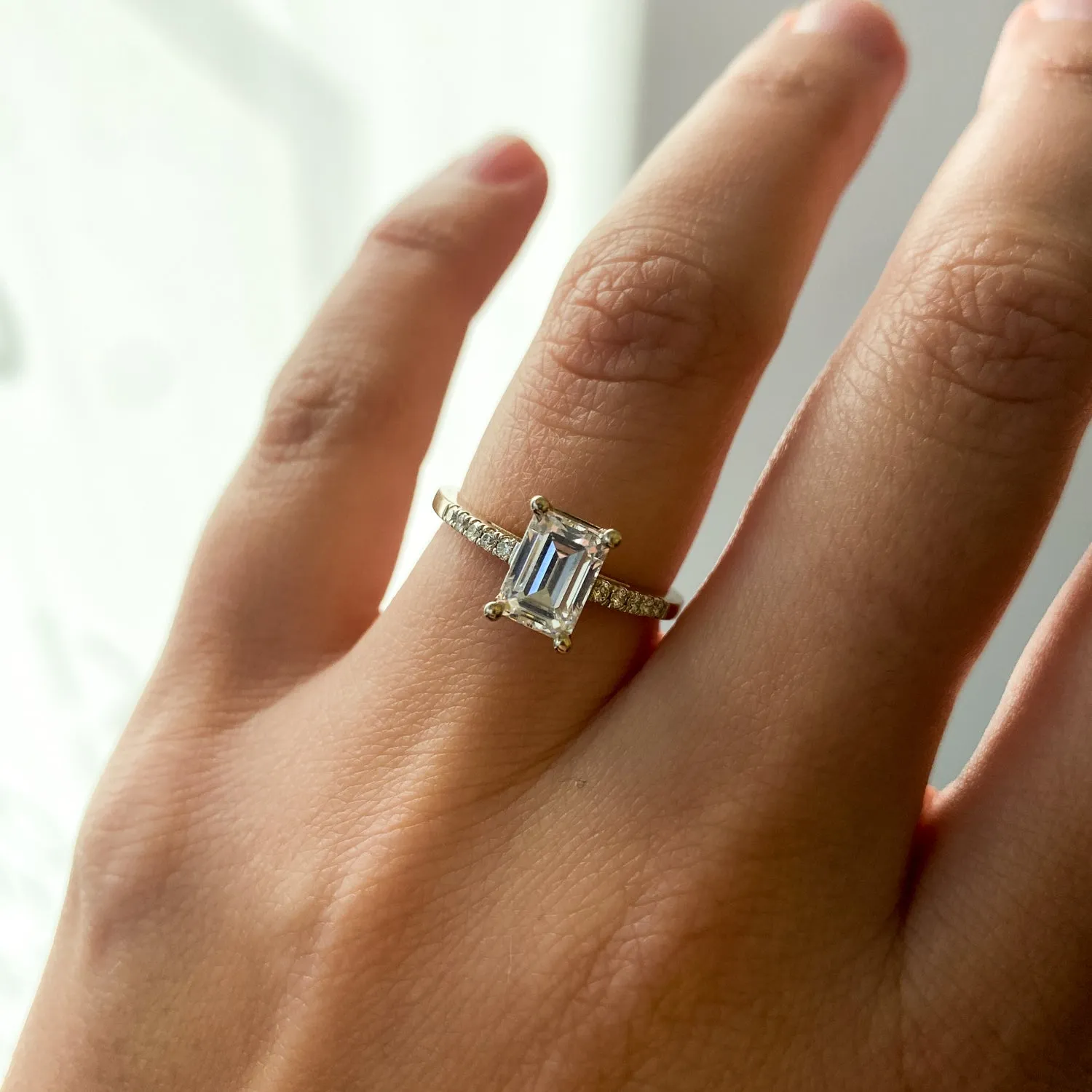 Emerald-cut Diamond Canopy Pavé Solitaire