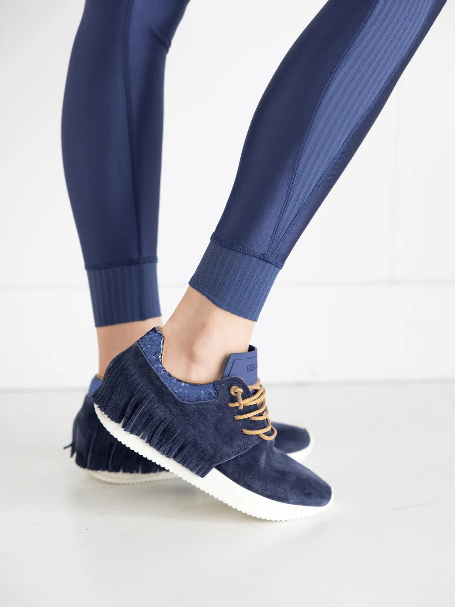 Esseutesse Suede Fringe Sneaker - Navy