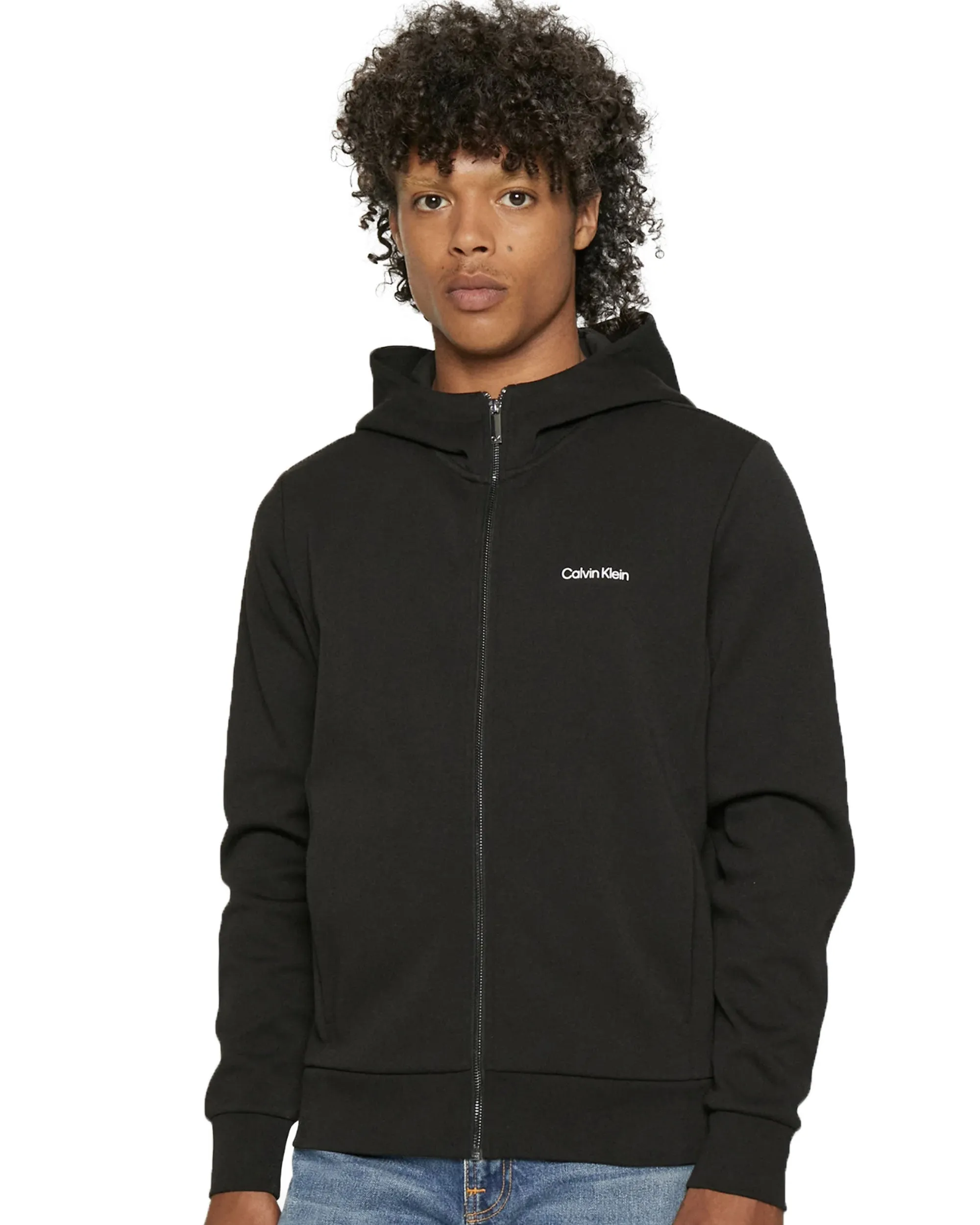 Felpa Uomo Calvin Klein Micro Logo Repreve Hoodie Jacket Nero