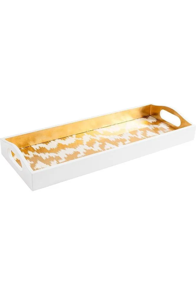 Gold and White Rectangle Tray