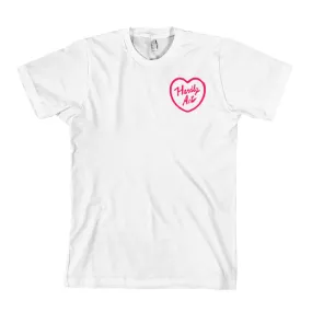 Heart Left Chest White w/Pink T