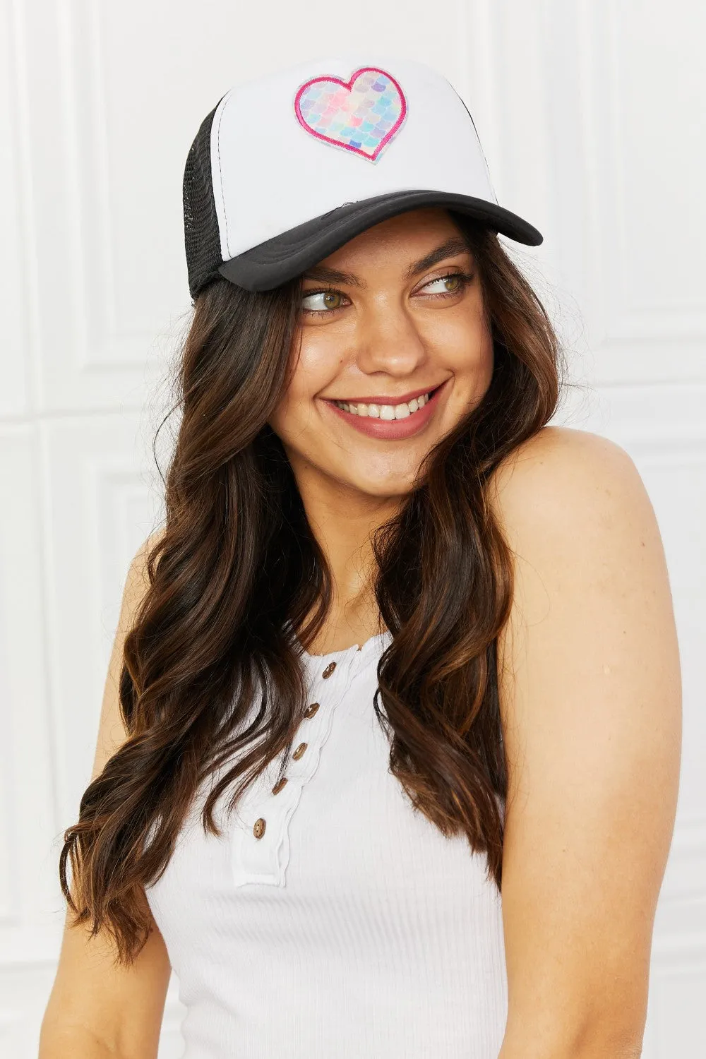 Heart Trucker Hat in Black